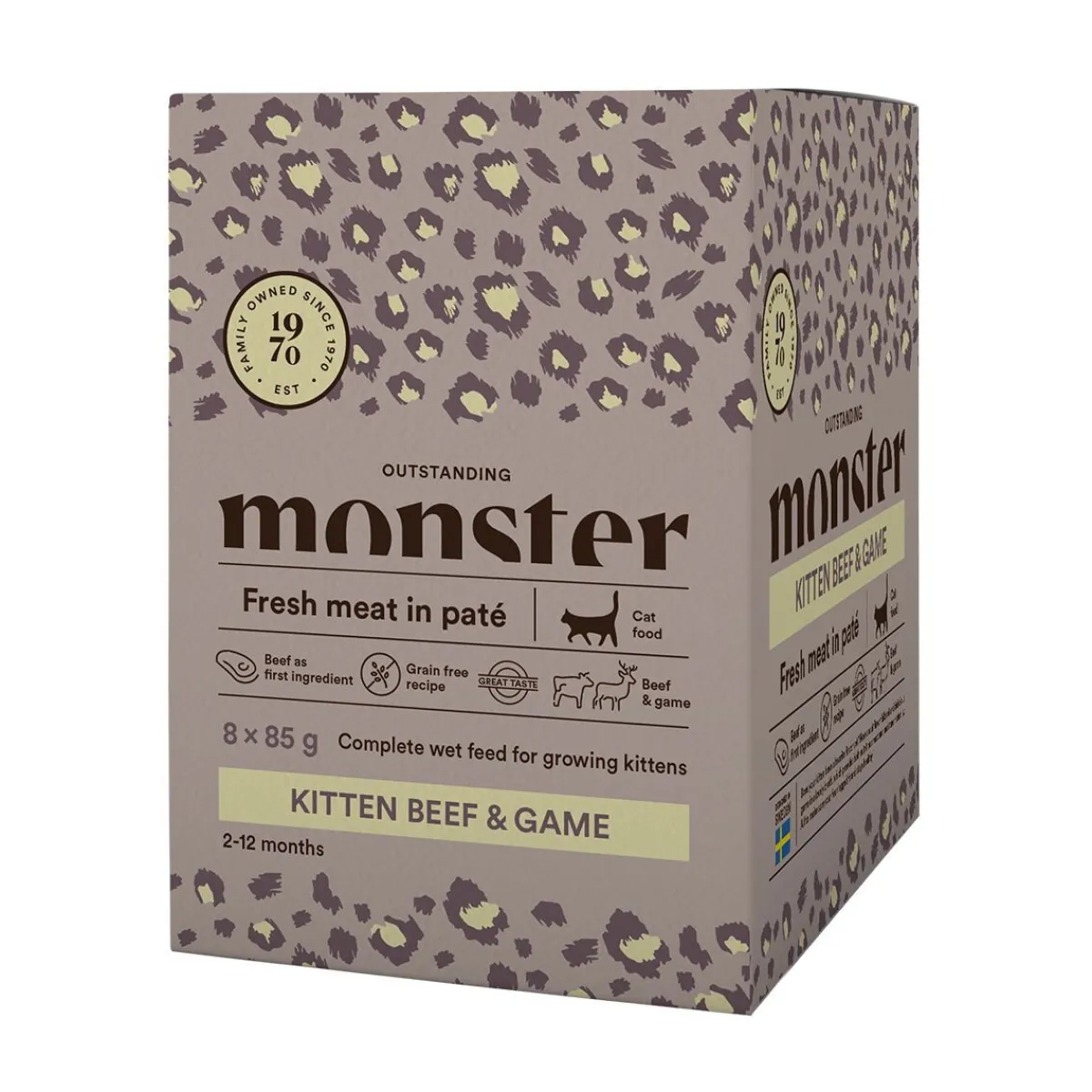 Monster Pet Food Kissan Märkäruoka|Kissanpennun Ruoka*Monster Cat Kitten nauta-riista 85 g