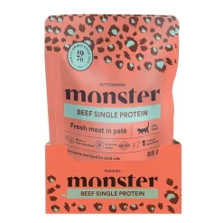 Monster Pet Food Kissan Märkäruoka|Uutuudet Kissoille*Monster Cat Pouch Adult Beef 16 x 85 g