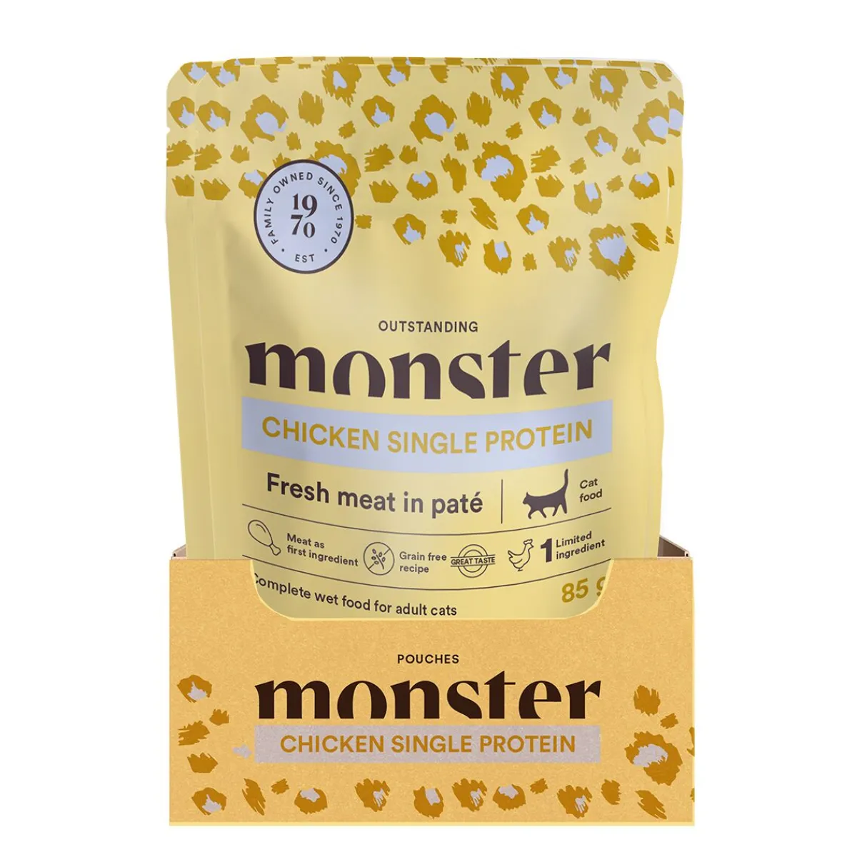 Monster Pet Food Kissan Märkäruoka|Uutuudet Kissoille*Monster Cat Pouch Adult Chicken 16 x 85 g