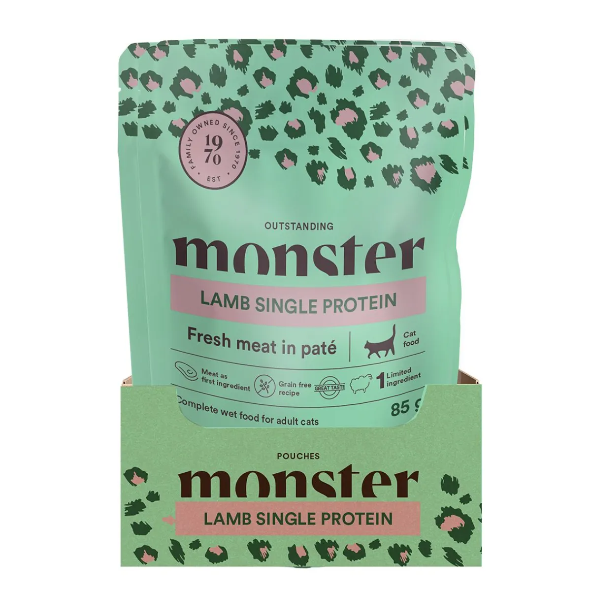Monster Pet Food Kissan Märkäruoka|Uutuudet Kissoille*Monster Cat Pouch Adult Lamb 16 x 85 g