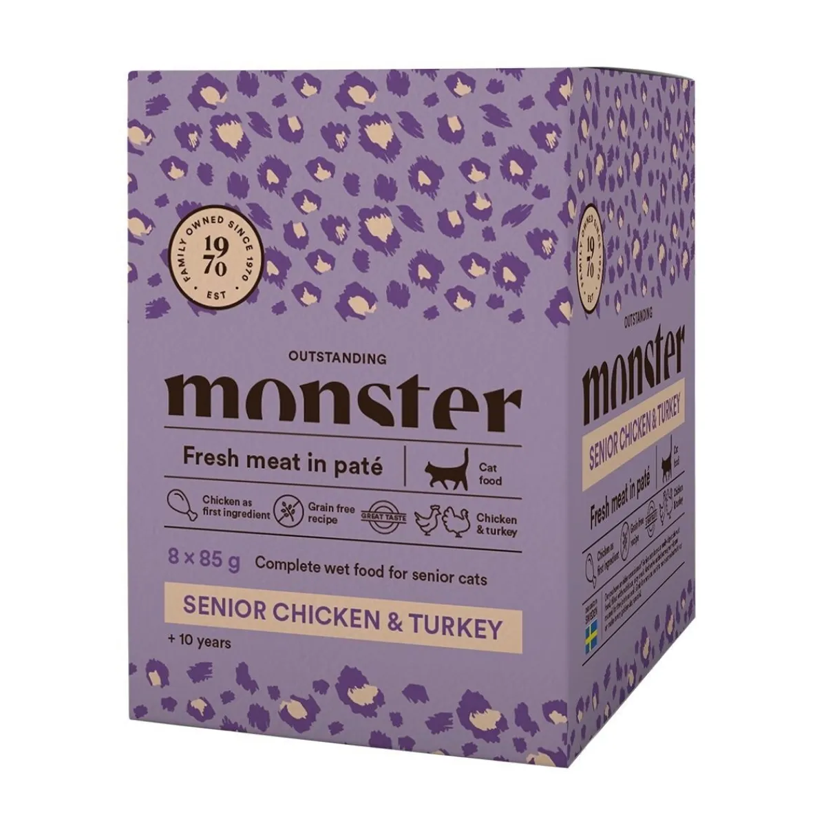 Monster Pet Food Seniorikissan Ruoka|Kissan Märkäruoka*Monster Cat Senior kana-kalkkuna 85 g