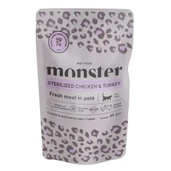 Monster Pet Food Kissan Erikoisruoat|Kissan Märkäruoka*Monster Cat Sterilized Chicken & Turkey 16 x 85 g