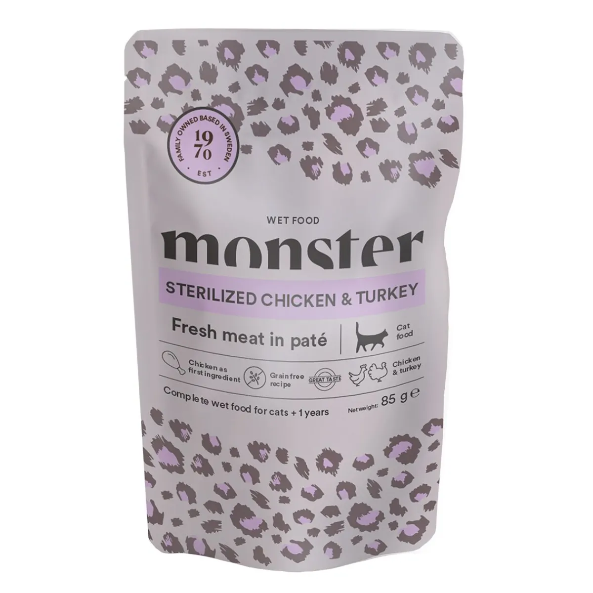 Monster Pet Food Kissan Erikoisruoat|Kissan Märkäruoka*Monster Cat Sterilized Chicken & Turkey 16 x 85 g