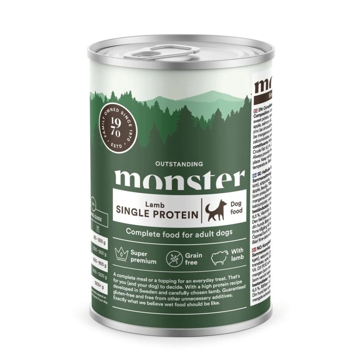 Monster Pet Food Koiranruoat Erityistapeisiin|Koiran Märkäruoka Ja Makkarat*Monster Dog Adult Single Lammas 400g