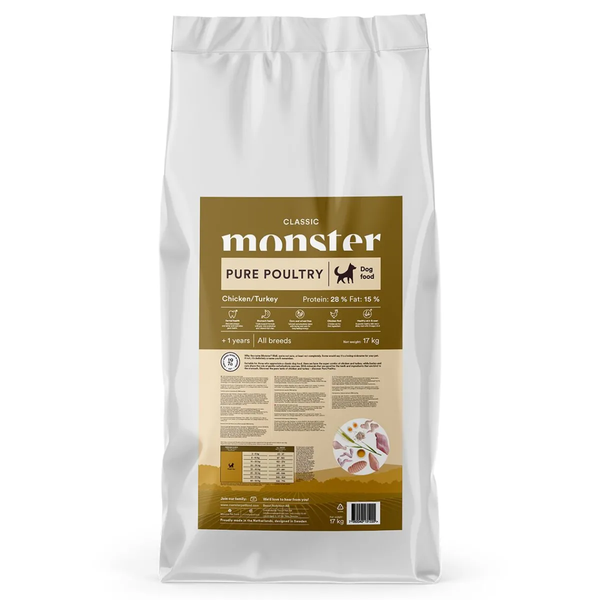Monster Pet Food Koiran Kuivaruoka|Uutuudet Koirille*Monster Dog Classic Pure Poultry