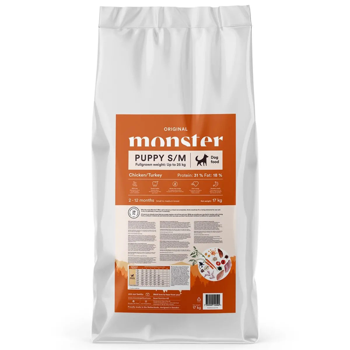 Monster Pet Food Penturuoka|Koiran Kuivaruoka*Monster Puppy Small/Medium Kana & Kalkkuna