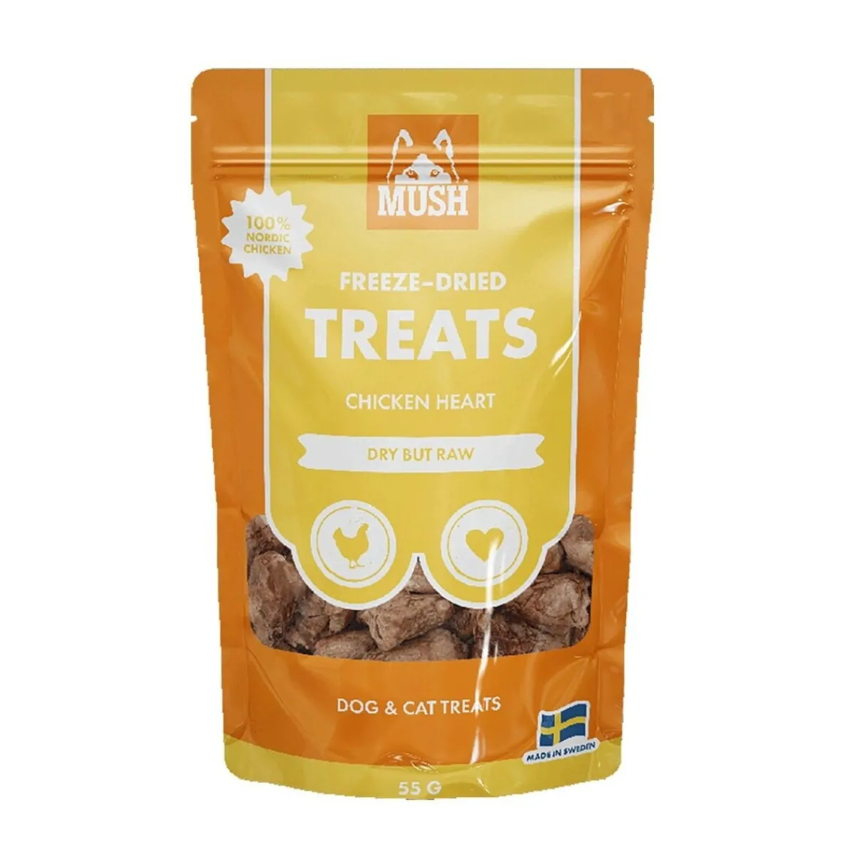Mush Täyslihaherkut|Pikkuherkut Ja Treeninamit*Freeze-Dried Kanansydän 50g herkku koiralle