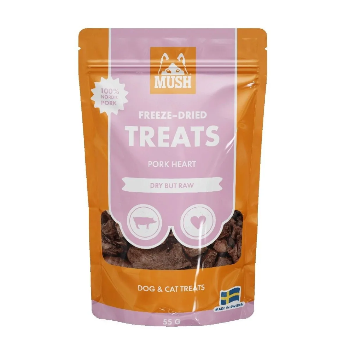 Mush Täyslihaherkut|Pikkuherkut Ja Treeninamit*Freeze-Dried Possunsydän 50g herkku koiralle