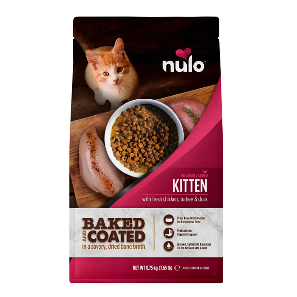 Nulo Kissanpennun Ruoka|Kissanpennun Ruoka*Baked & Coated Cat Kitten Fresh Chicken, Turkey & Duck 2 kg