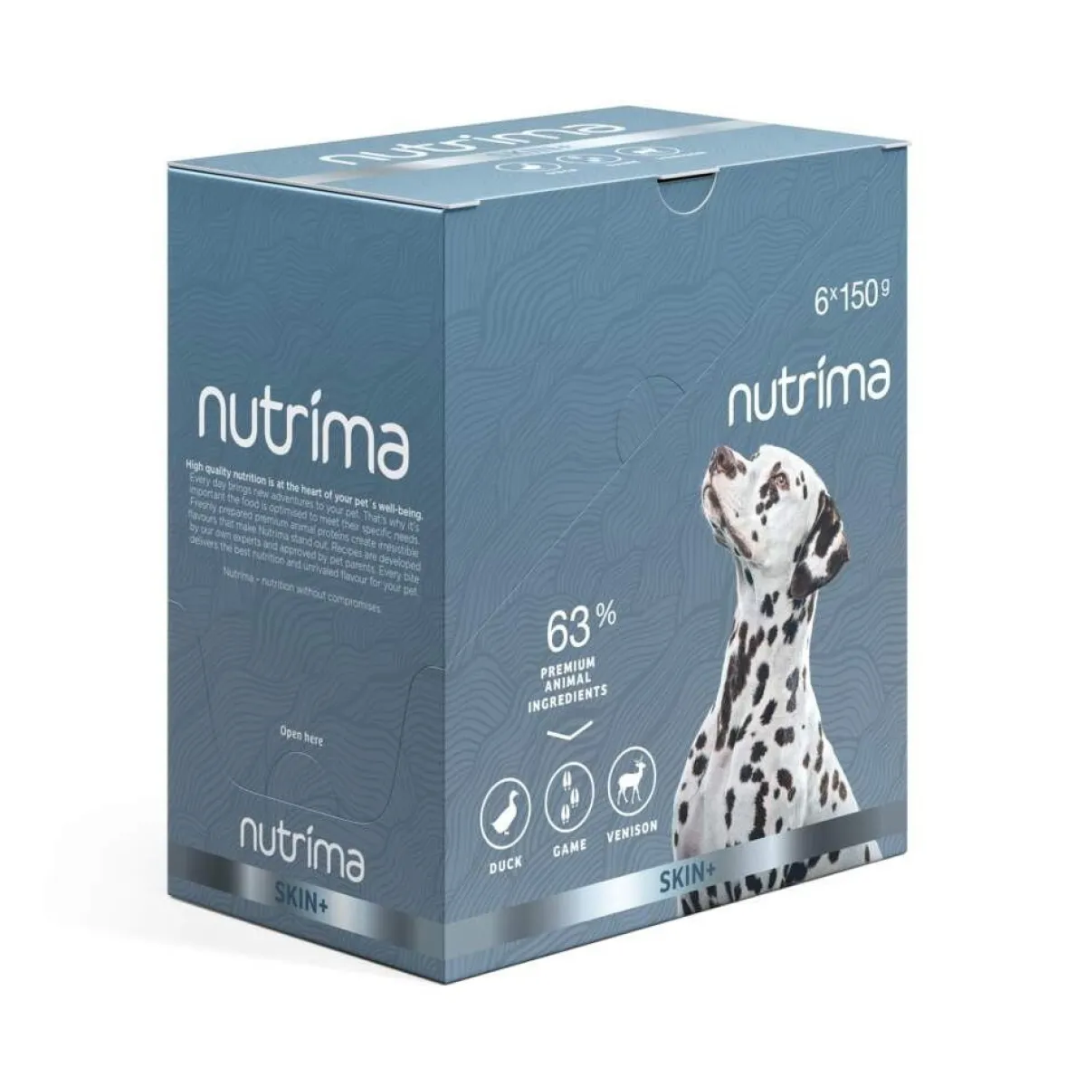 Nutrima Koiranruoat Erityistapeisiin|Koiran Märkäruoka Ja Makkarat*Health Skin+ märkäruoka 150g