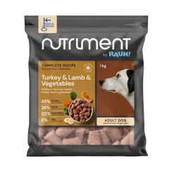 Nutriment by Rauh! Ruokinnan Monipuolistaminen|Kotimainen Koiranruoka*Kalkkuna-lammas-kasvispullat 1 kg