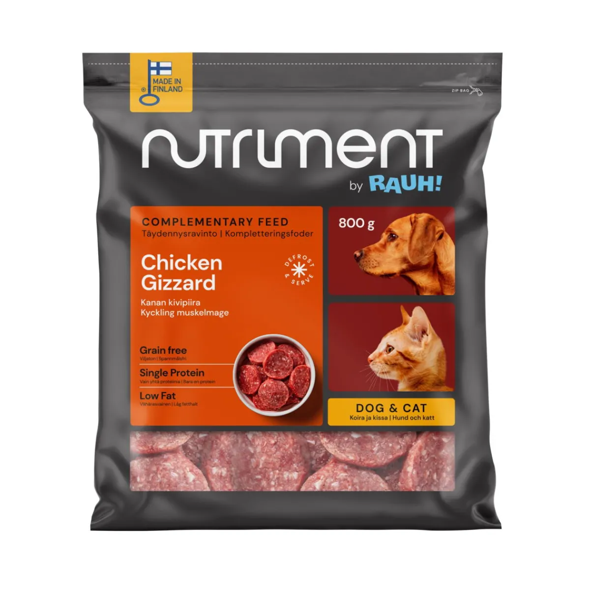 Nutriment by Rauh! Ruokinnan Monipuolistaminen|Kotimainen Koiranruoka*kanan kivipiiramedaljonki 800 g