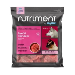 Nutriment by Rauh! Ruokinnan Monipuolistaminen|Kotimainen Koiranruoka*Nauta-Poro-medaljonki 800 g
