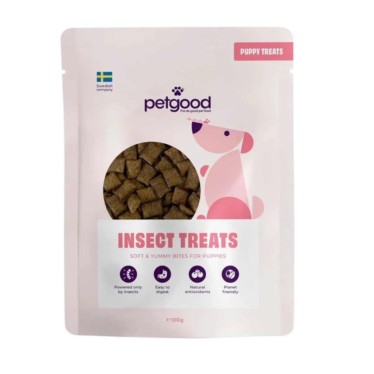 Petgood Koiranpennun Herkut|Pehmeät Koiran Herkut*hyönteispohjainen koiranherkku pennuille 100 g