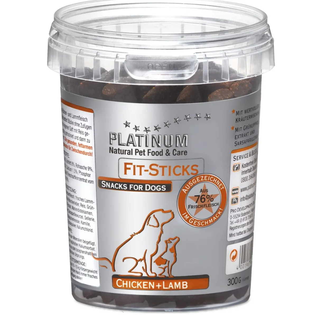 Platinum Pehmeät Koiran Herkut|Pikkuherkut Ja Treeninamit*Fit Sticks Kana & lammas, 300g