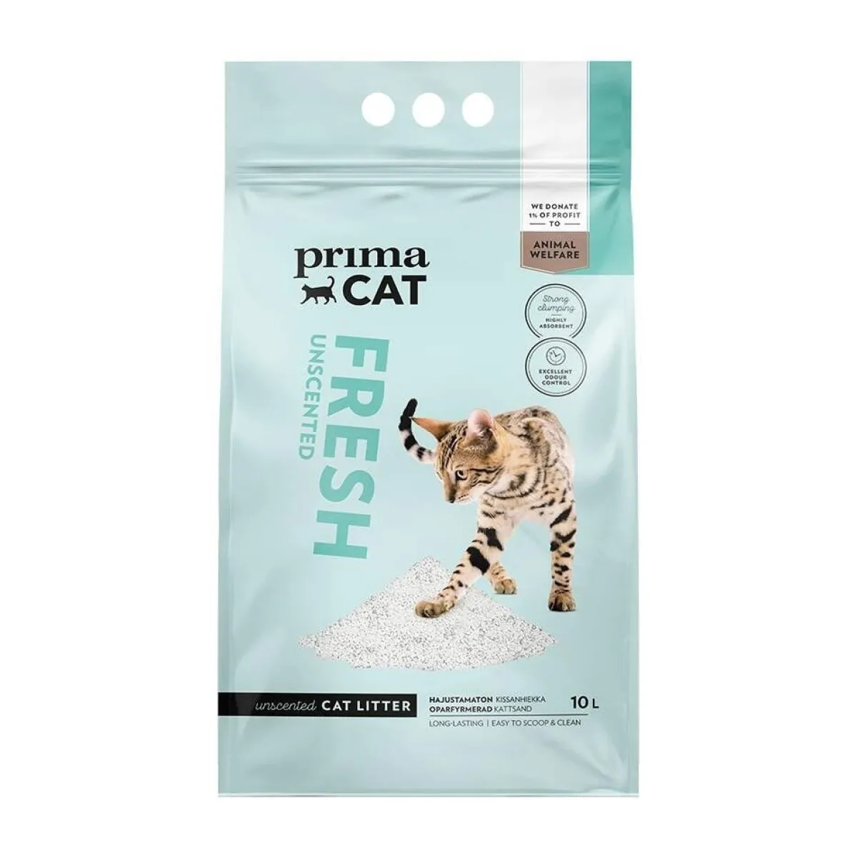 PrimaCat Paakkuuntuva Kissanhiekka|Hajustamaton Kissanhiekka*Fresh Unscented 10 L