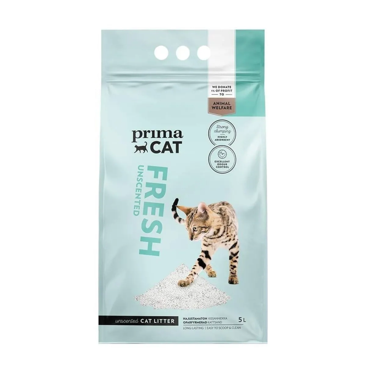 PrimaCat Paakkuuntuva Kissanhiekka|Hajustamaton Kissanhiekka*Fresh Unscented 10 L
