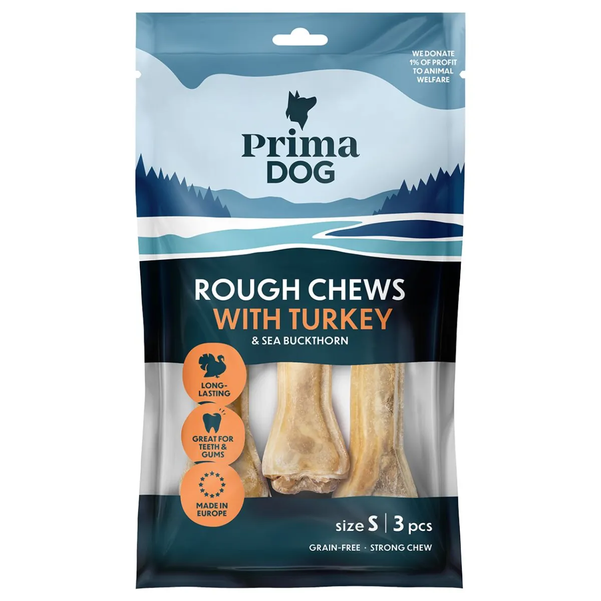 PrimaDog Puruluut|Tarjoukset Koirille*Rough Chews Kalkkuna-Tyrni