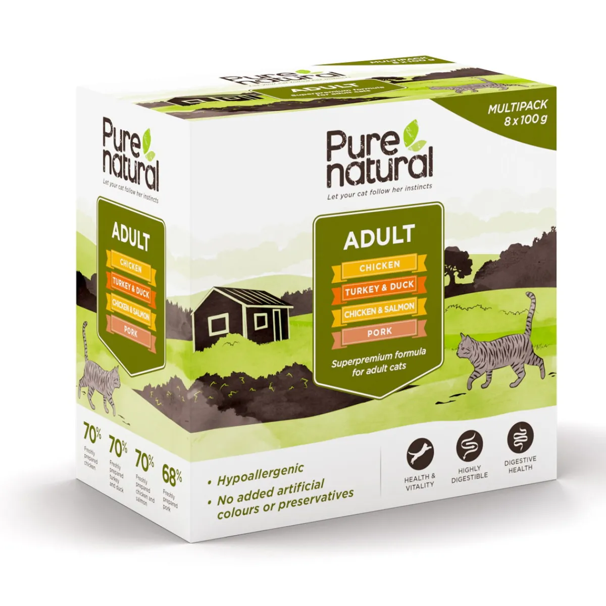 Purenatural Kissan Märkäruoka*Adult Multipack 8x 100g