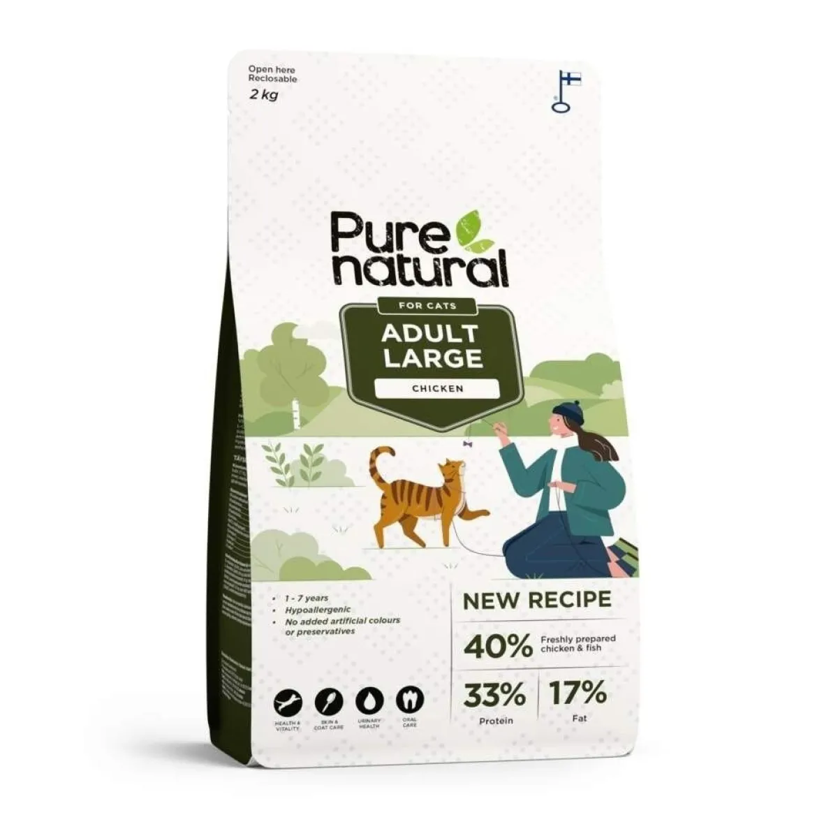 Purenatural Kissan Kuivaruoka|Kotimainen Kissanruoka*Cat Adult Large Chicken