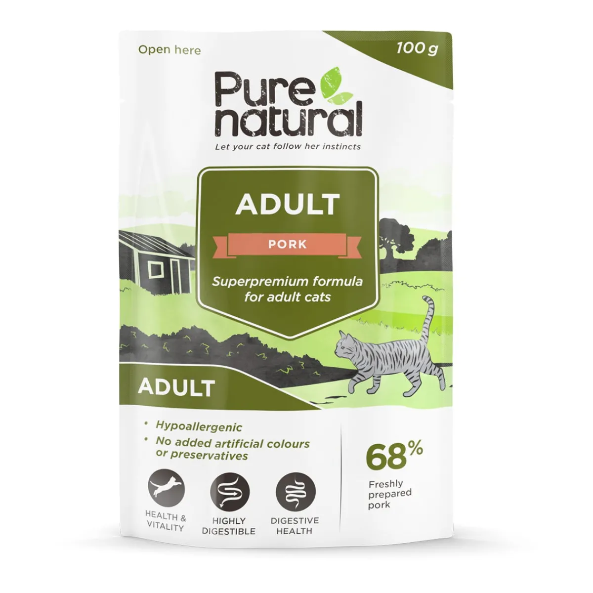 Purenatural Kissan Märkäruoka*Cat Adult possu, 100 g