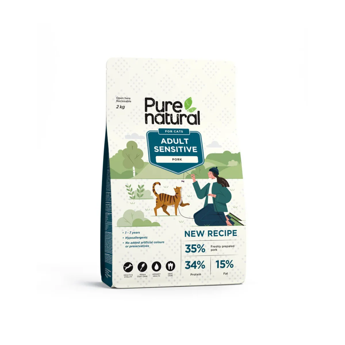 Purenatural Kissan Kuivaruoka|Kotimainen Kissanruoka*Cat Adult Sensitive Pork