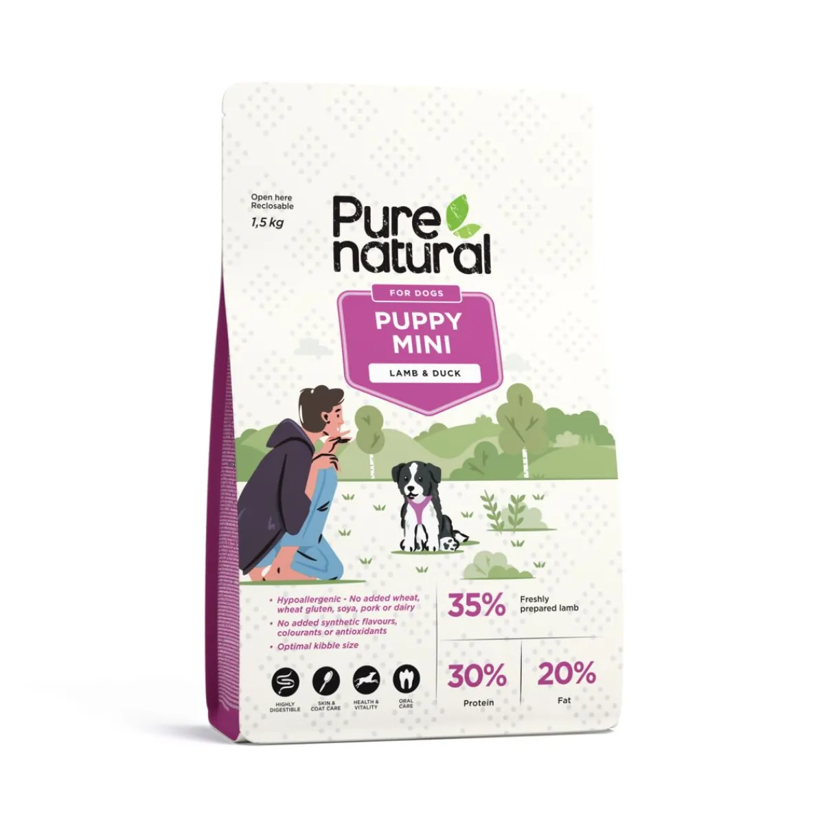 Purenatural Koiran Kuivaruoka|Kotimainen Koiranruoka*Puppy Mini 1,5 kg