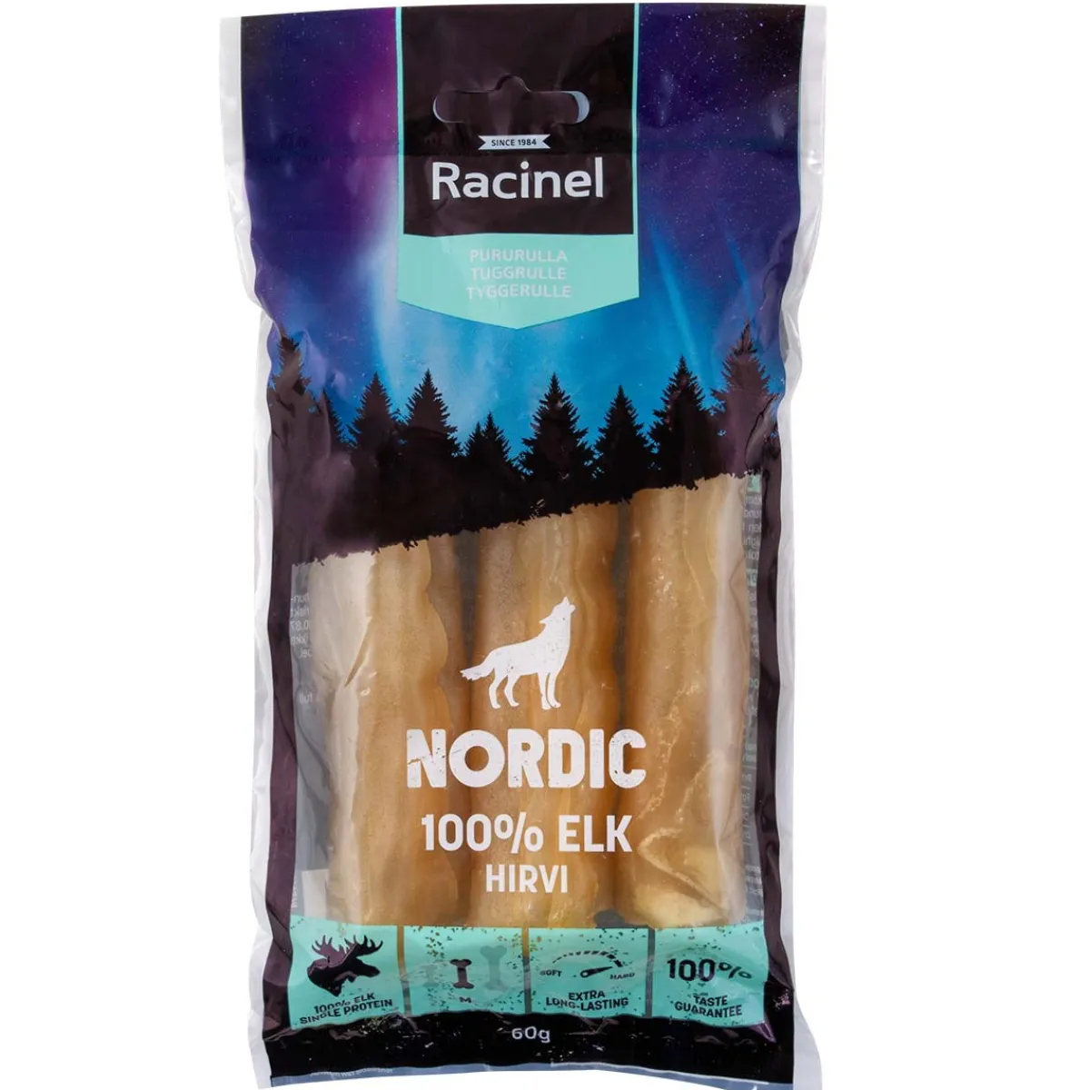 Racinel Kotimaiset Koiran Herkut|Puruluut*Nordic pururulla Hirvi 60g