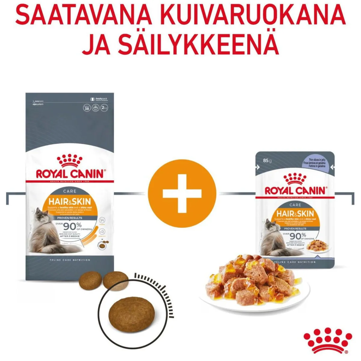Royal Canin Kissan Märkäruoka*Hair & Skin Care Jelly 85g, 48-pack