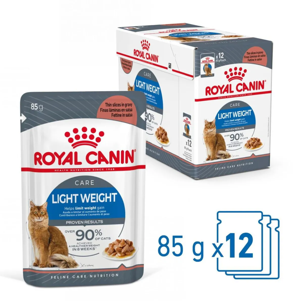 Royal Canin Kissan Märkäruoka|Vähärasvainen Kissanruoka*Light Weight Care Gravy, 12 x 85 g