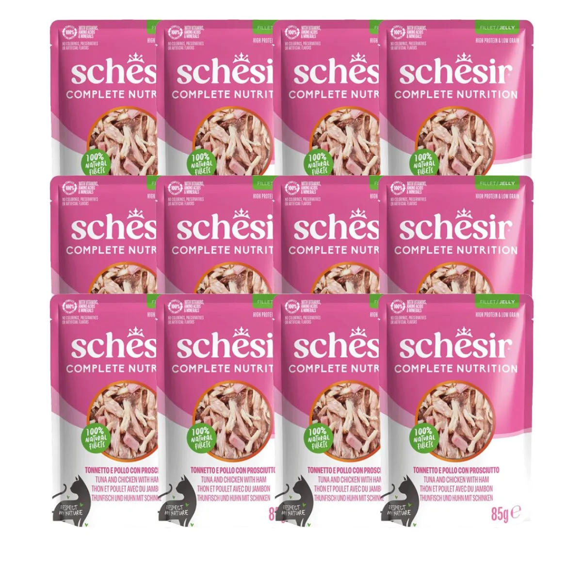 Schesir Kissan Märkäruoka*C&B Tuna chicken ham in Jelly Pouch 85 g