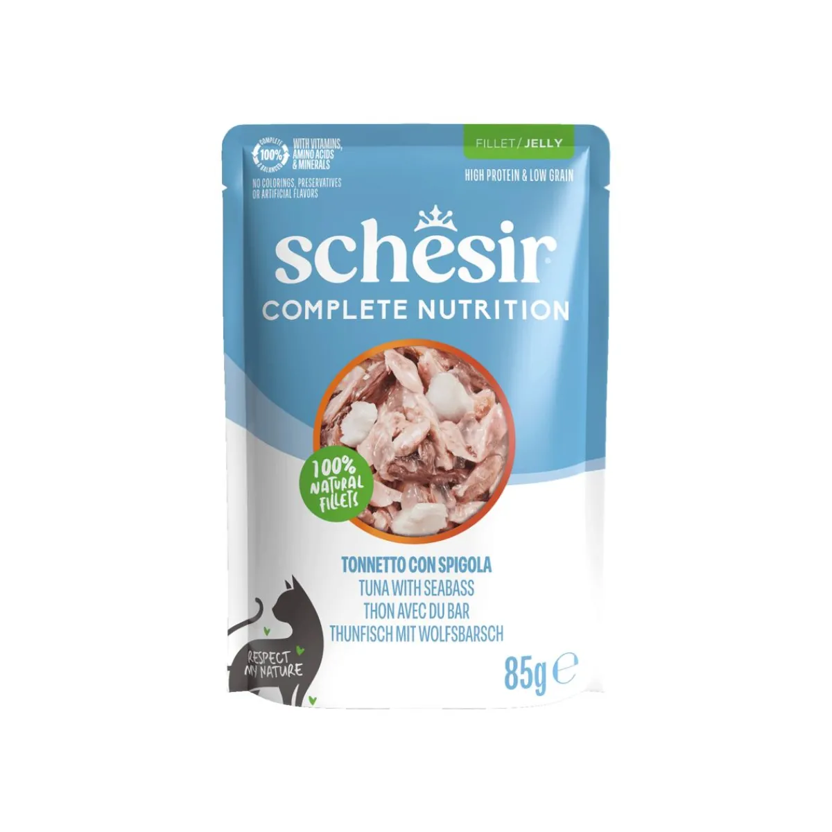 Schesir Kissan Märkäruoka*C&B Tuna sea bass in Jelly Pouch 85 g
