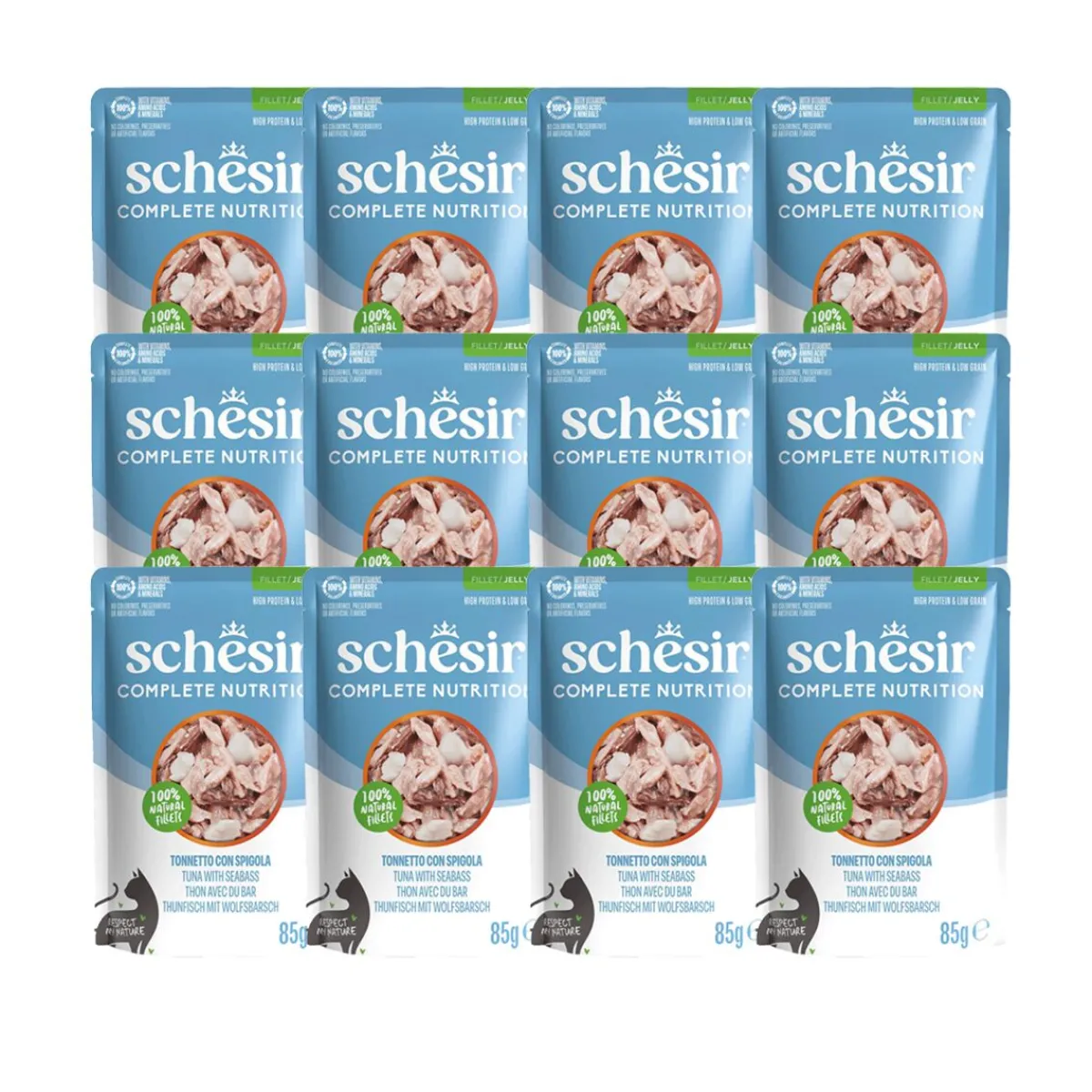 Schesir Kissan Märkäruoka*C&B Tuna sea bass in Jelly Pouch 85 g