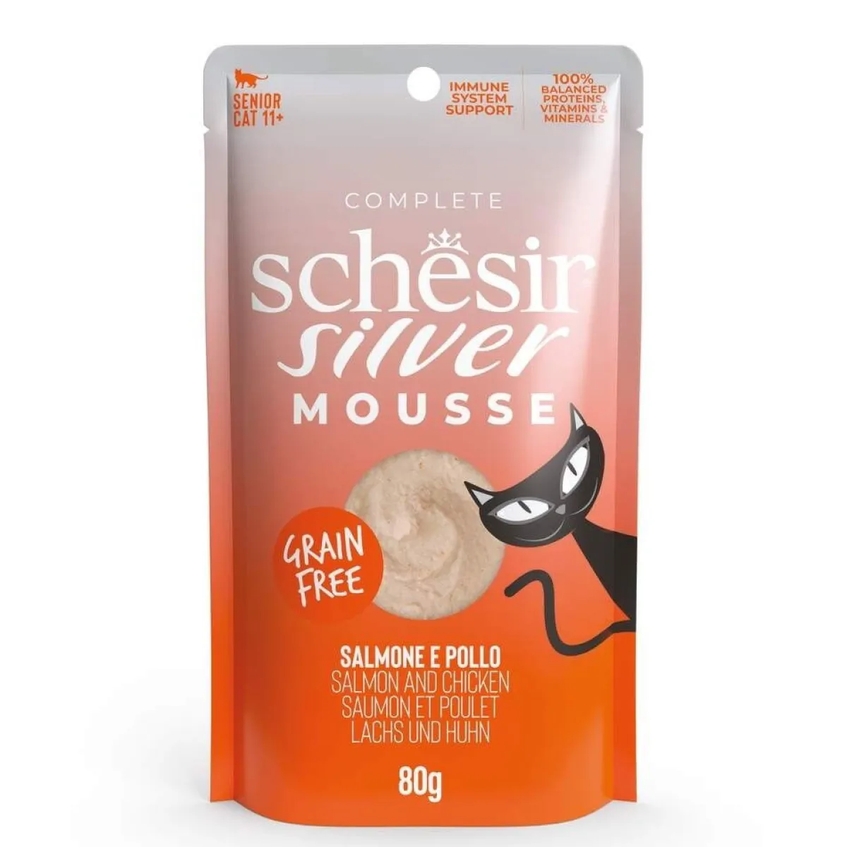 Schesir Kissan Märkäruoka|Viljaton Kissanruoka*Silver Mousse lohi & kana 80 g