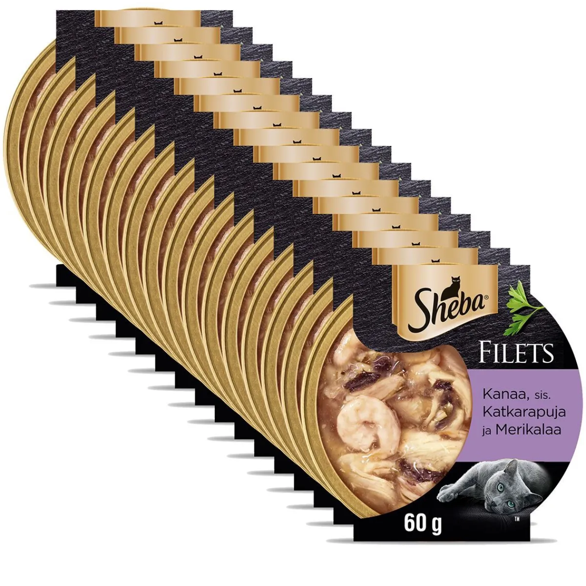 Sheba Kissan Märkäruoka*kana, katkarapu & kala kastikkeessa 60g