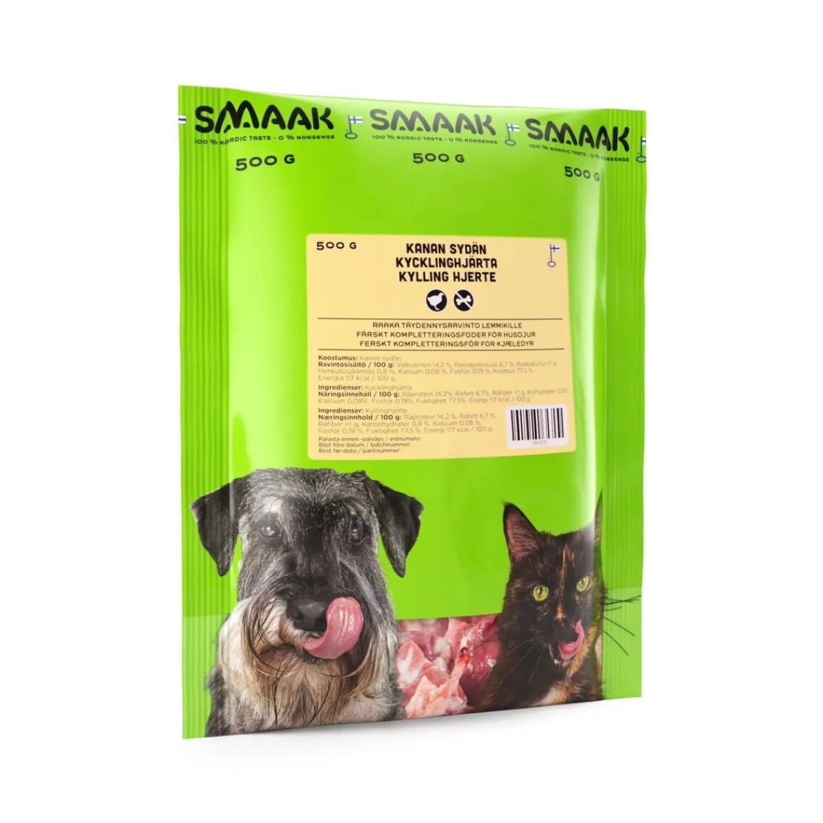 Smaak Ruokinnan Monipuolistaminen|Kotimainen Koiranruoka*Kanan sydän 500 g