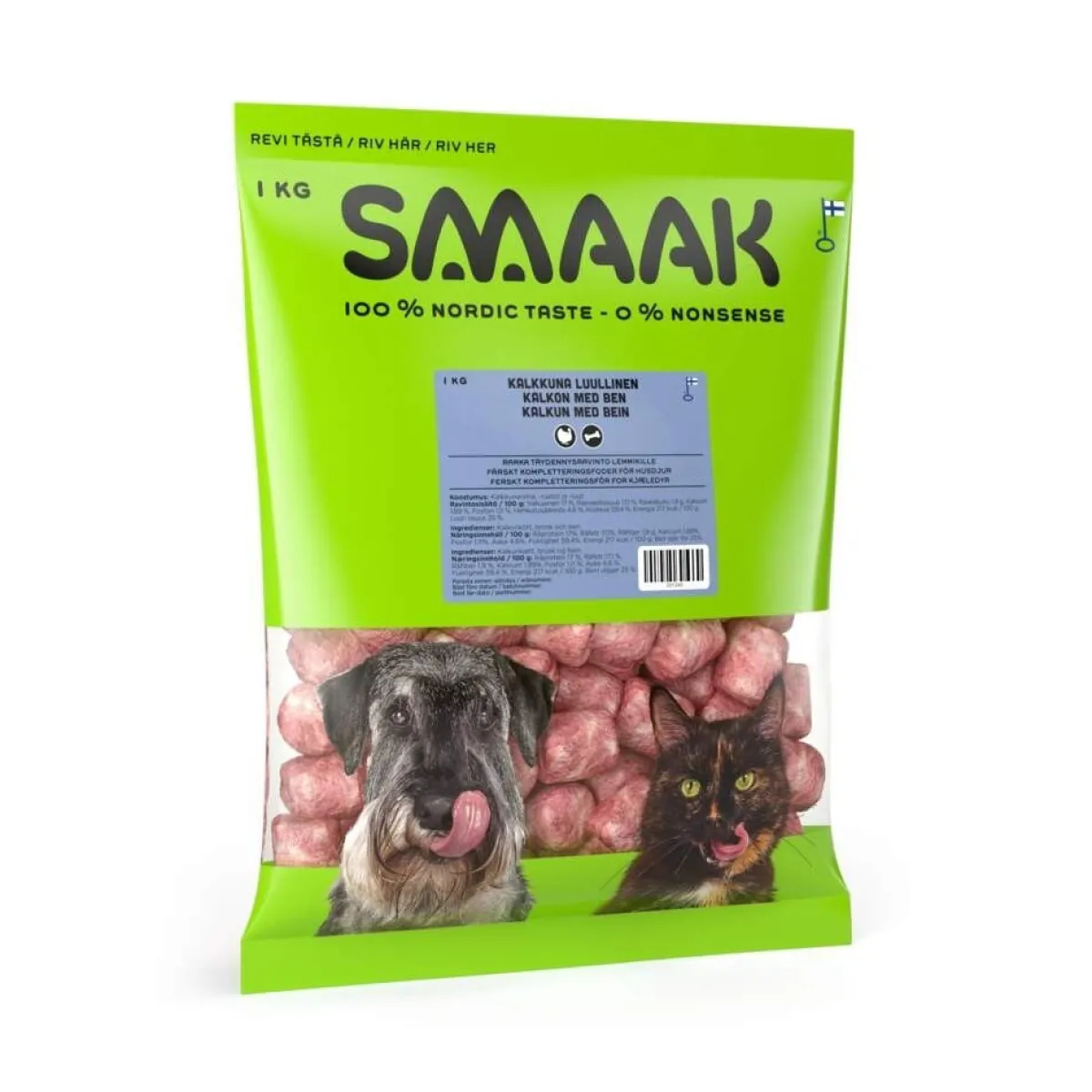 Smaak Ruokinnan Monipuolistaminen|Kotimainen Koiranruoka*luullinen kalkkunapulla 1 kg