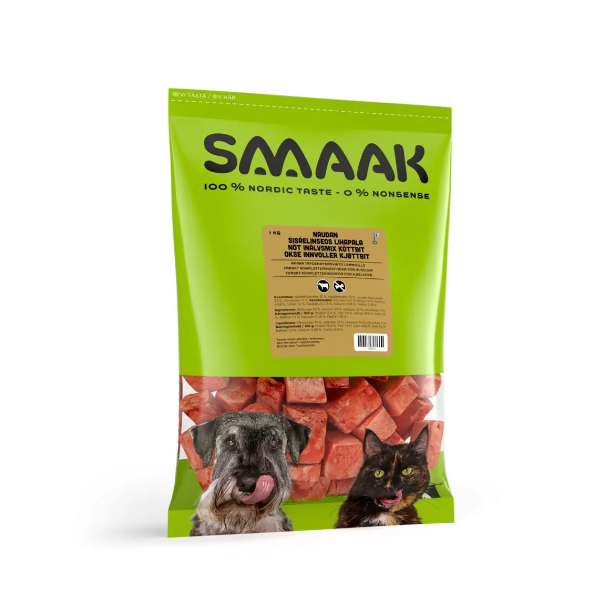 Smaak Ruokinnan Monipuolistaminen|Kotimainen Koiranruoka*naudan sisäelinseospala 1kg