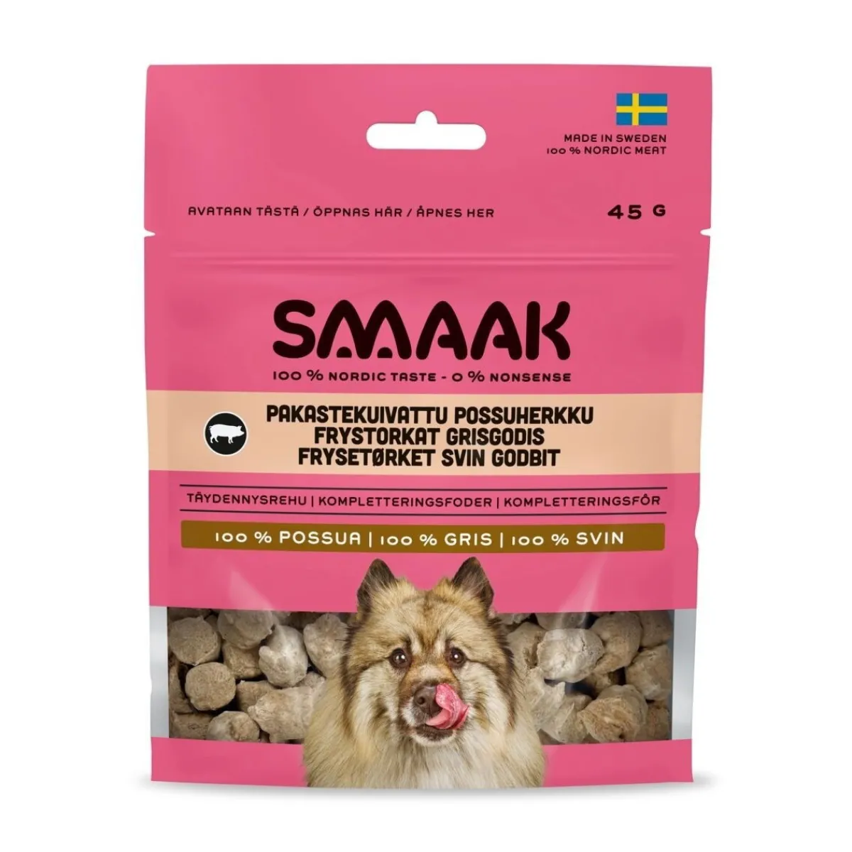 Smaak Pikkuherkut Ja Treeninamit|Pakastekuivatut Koiranherkut*Pakastekuivattu possuherkku koiralle 45g