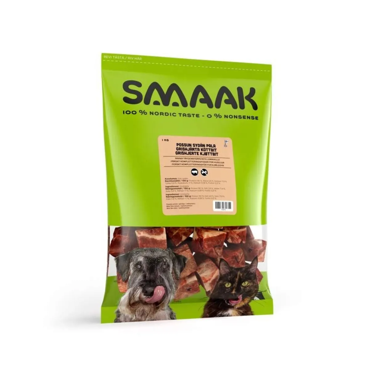 Smaak Ruokinnan Monipuolistaminen|Kotimainen Koiranruoka*possun sydänpala 1kg
