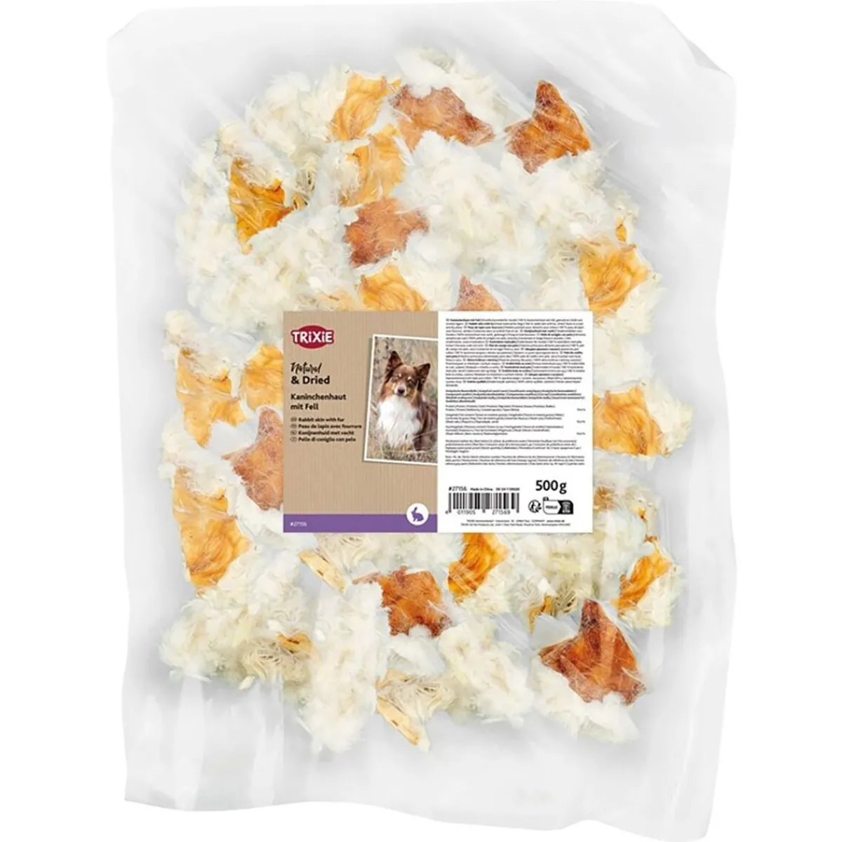 Trixie Täyslihaherkut*Rabbit skin with fur 500g