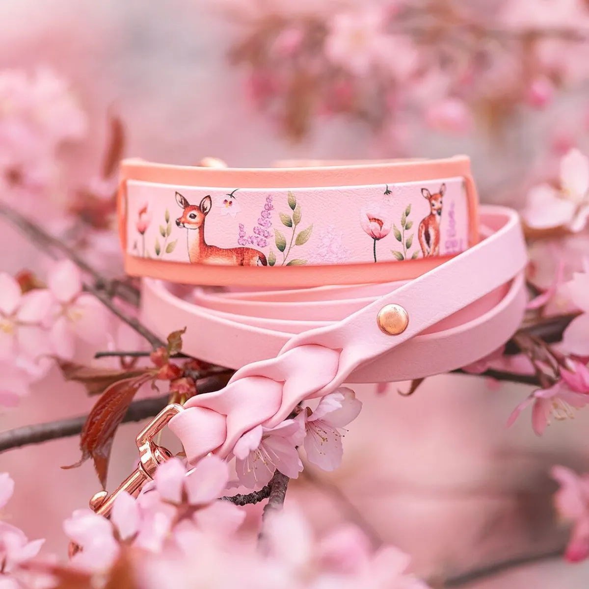 Tyylivoitto Koiran Hihnat Ja Flexit*Braid talutin, baby pink/ruusukulta