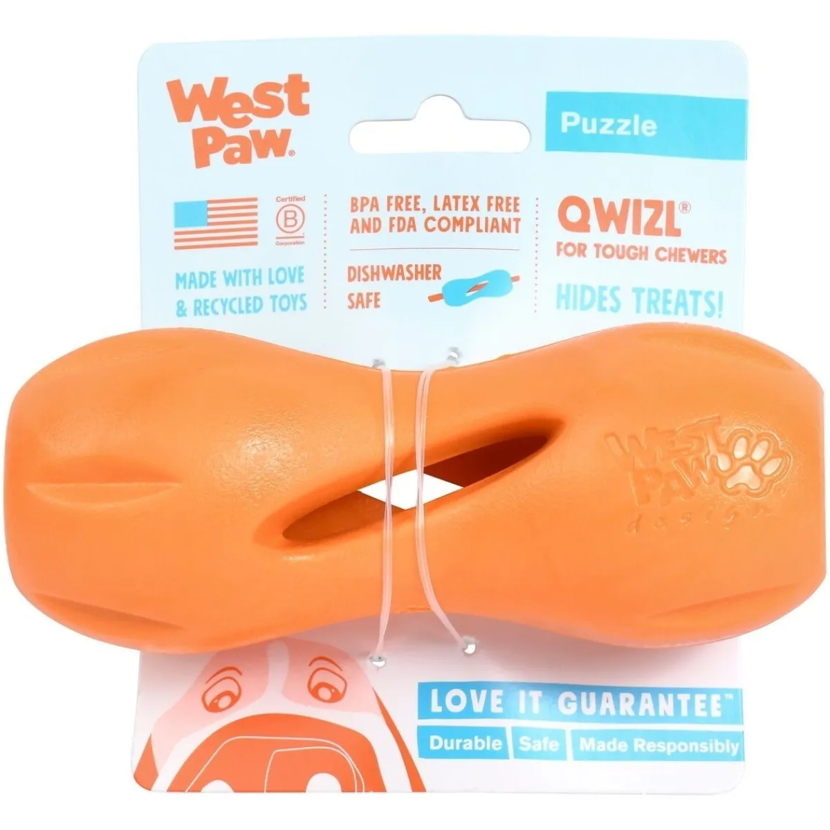 West Paw Koiran Aktivointilelut Ja -Pelit*Qwizl aktivointilelu oranssi