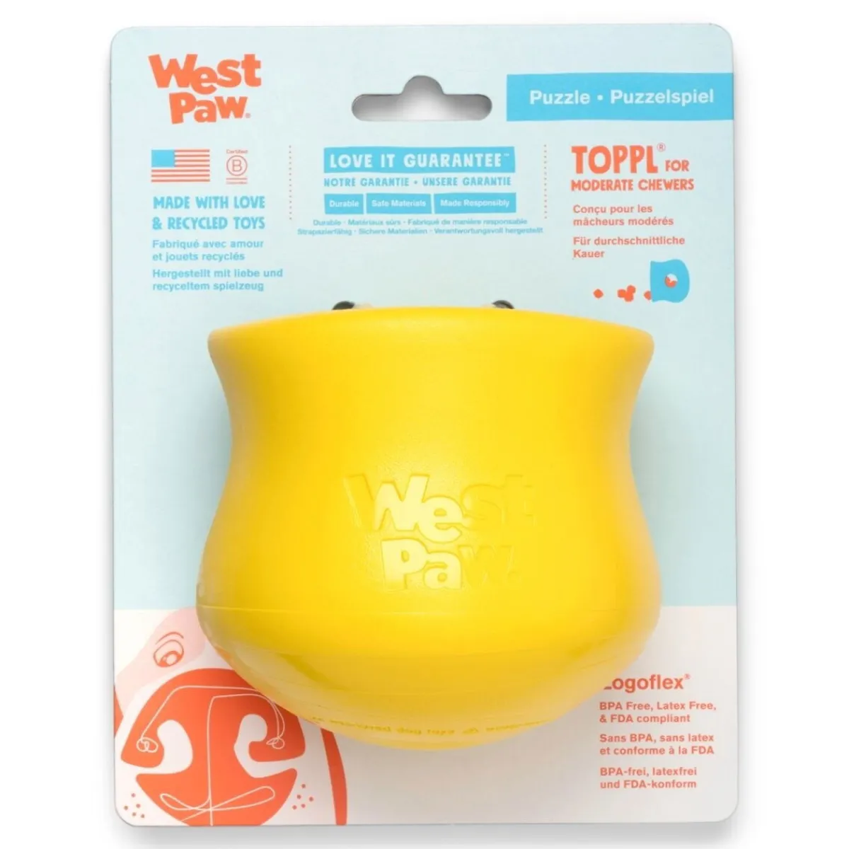 West Paw Koiran Aktivointilelut Ja -Pelit*Toppl Limited Edition aktivointilelu, keltainen